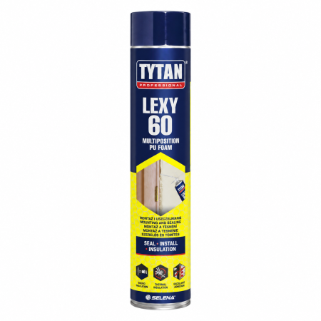 Spuma poliuretanica multipozitie Tytan Lexy 60, cu pai, 860 ml